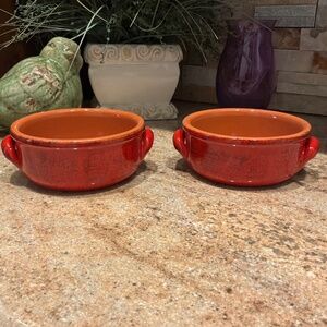 Red De Silva soup bowls crocks set of 2